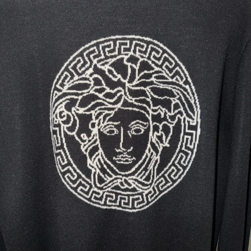 Versace Black and White Medusa Crewneck Sweater